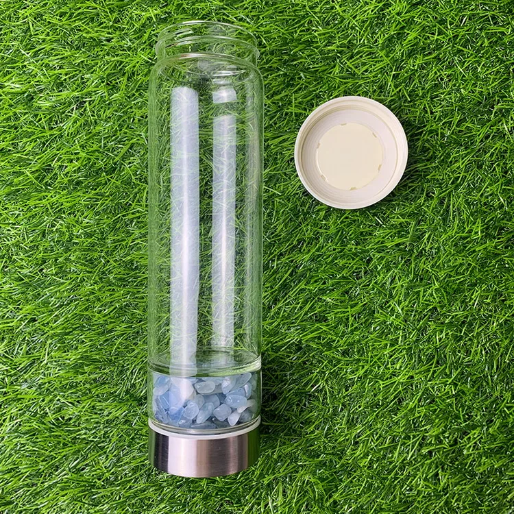 Wholesale Crystal Infused Gem Water Bottle Wellness 500ml Glass Water