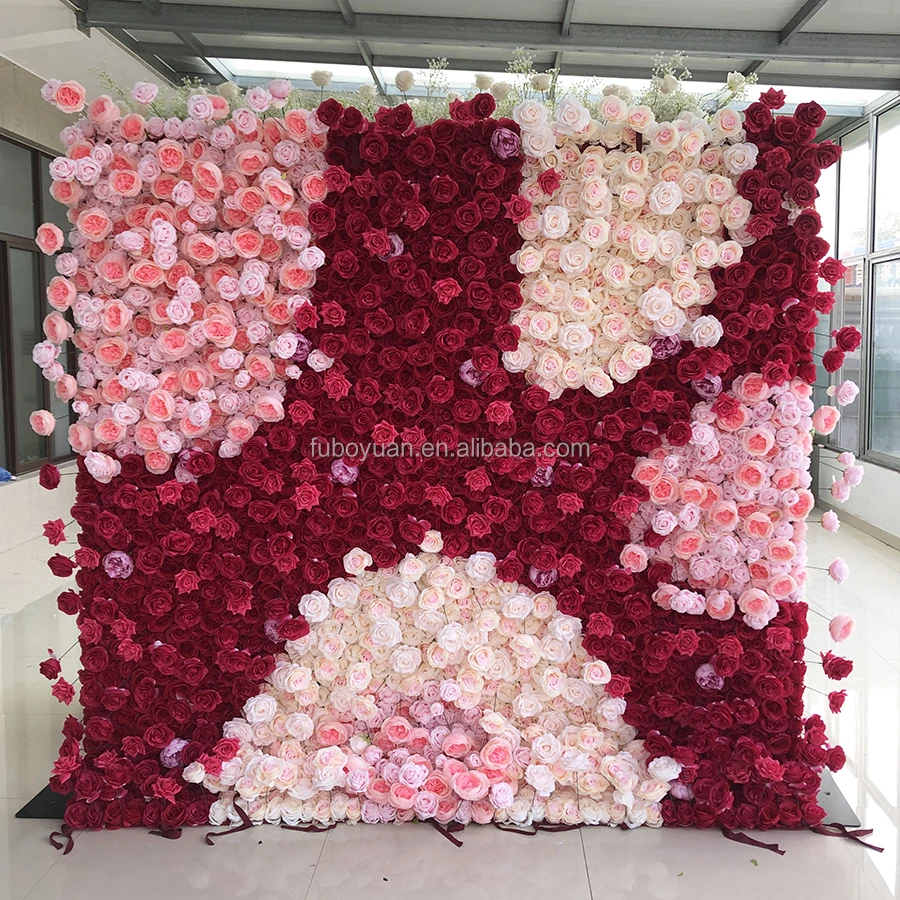 SW Artificial Flower Mat Multicolor Cloth Based Wall Decor Colorful Rose Flower Flower Wall 8x8 Decoration Floral Wall Backdrop