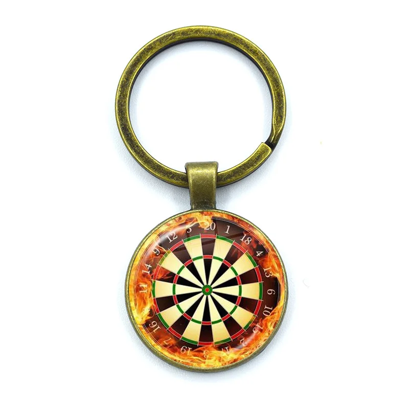 Fanhua Keychain Custom Blank Logo Dart Board Keyring Dart Disk Epoxy Sticker Dome Round Shaped Metal Keychain
