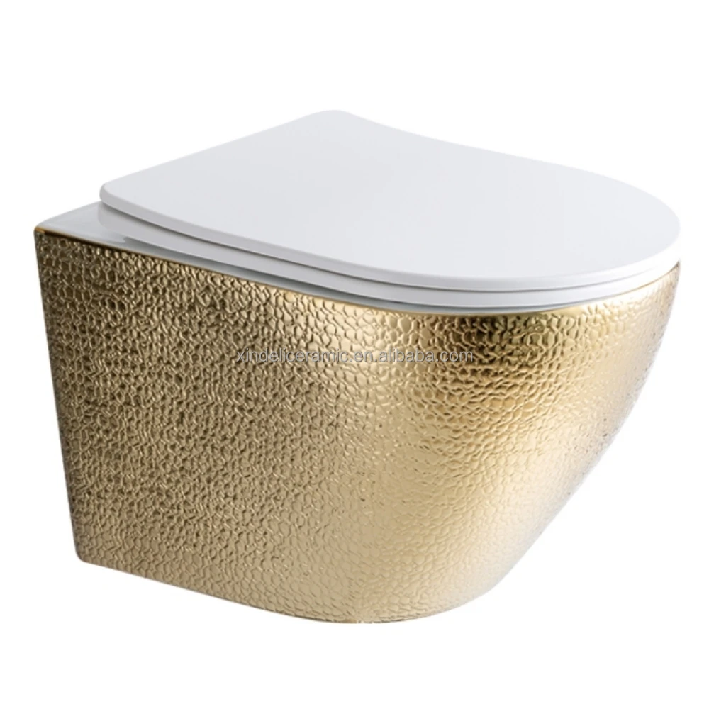 Wall Mounting Toilet Crocodile Leather Gold Black European Rimless Rimfree Wall Hung Misy Wc