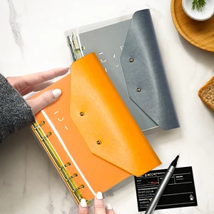 New Trend Giveaways LOW MOQ Customized logo A5 A6 A7 ECO Friendly PU Leather Planner Organizer 6 Ring clear PVC Binder Notebook