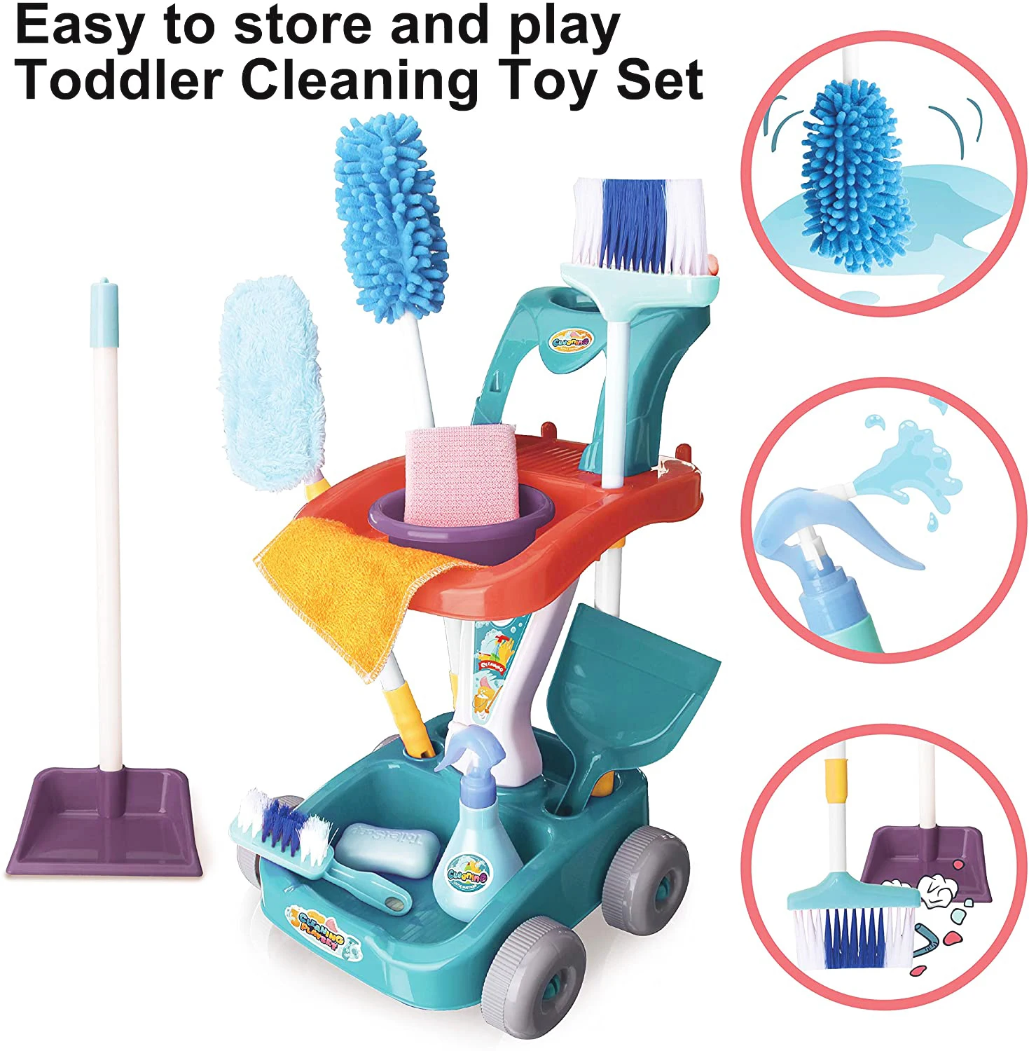 Ролевые игрушки для уборки дома, корзина для уборки, наборы, полная метла, швабры, набор инструментов для игр, игрушки для детей