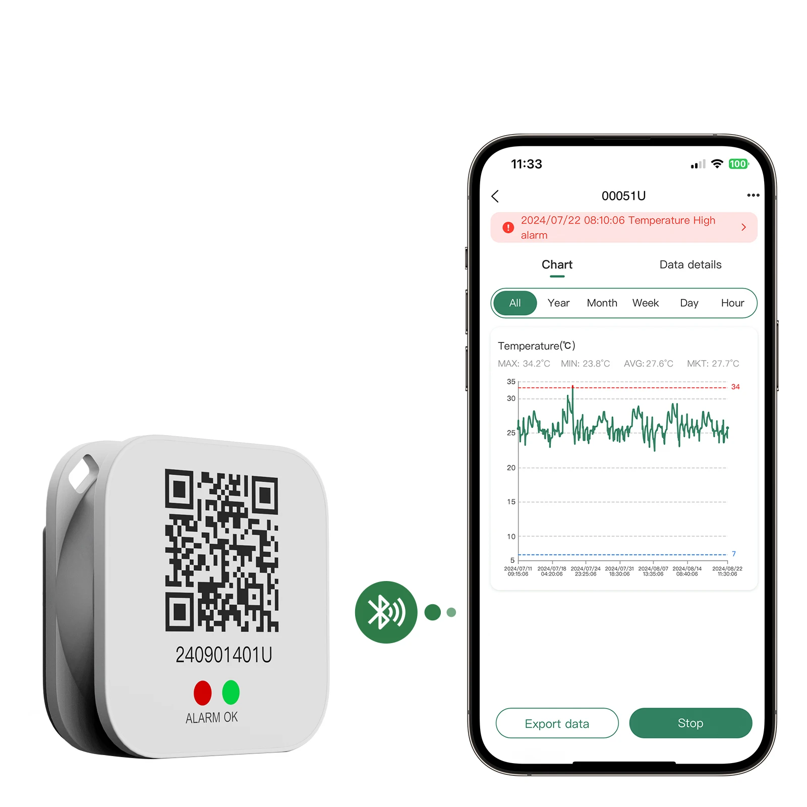 2025 New Model BLE Temperature Sensor Beacon  Temperature Data Logger