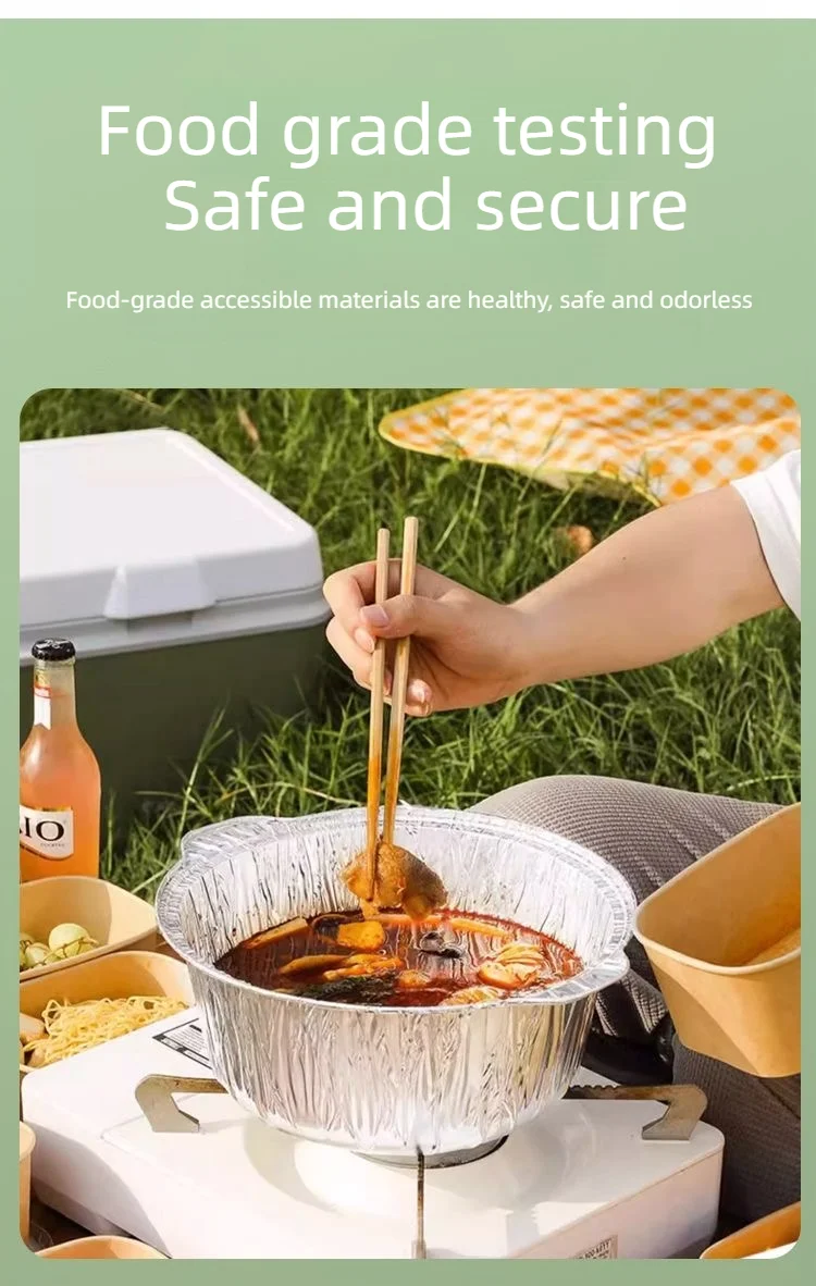 2500ml Disposable Cooking Pot Biodegradable Silver Round Foil Container