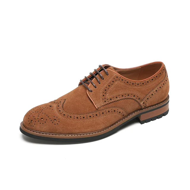 2025 Blok Men's Business Shoes Carved Genuine Suede Cowhide Oxford Outsole Wedding Office Style Breathable Design for Summer