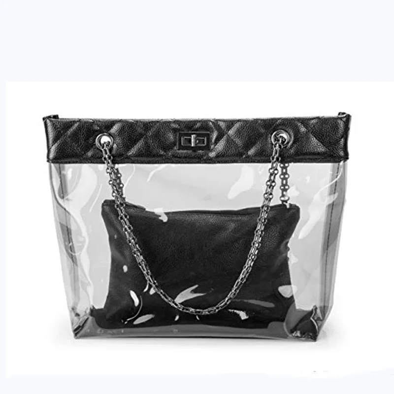 clear chain tote bag