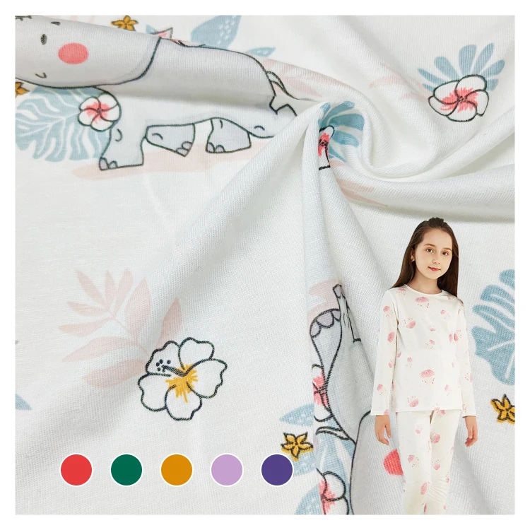 Eco-friendly Bamboo Material Single Jersey Fabric , Soft Hand Feel Printed Cotton Jersey Fabric for Sale/