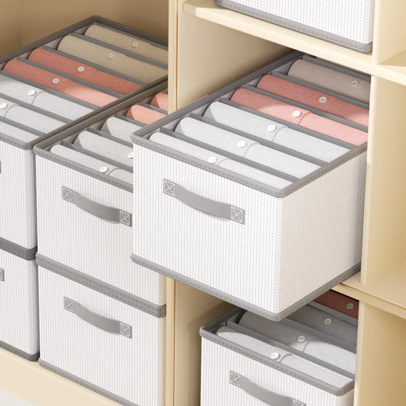 Modern Rectangle Fabric Clothing Organizer Box for Bedroom Wardrobe Storage-Space-Saving Multifunctional Pants and Socks Storage