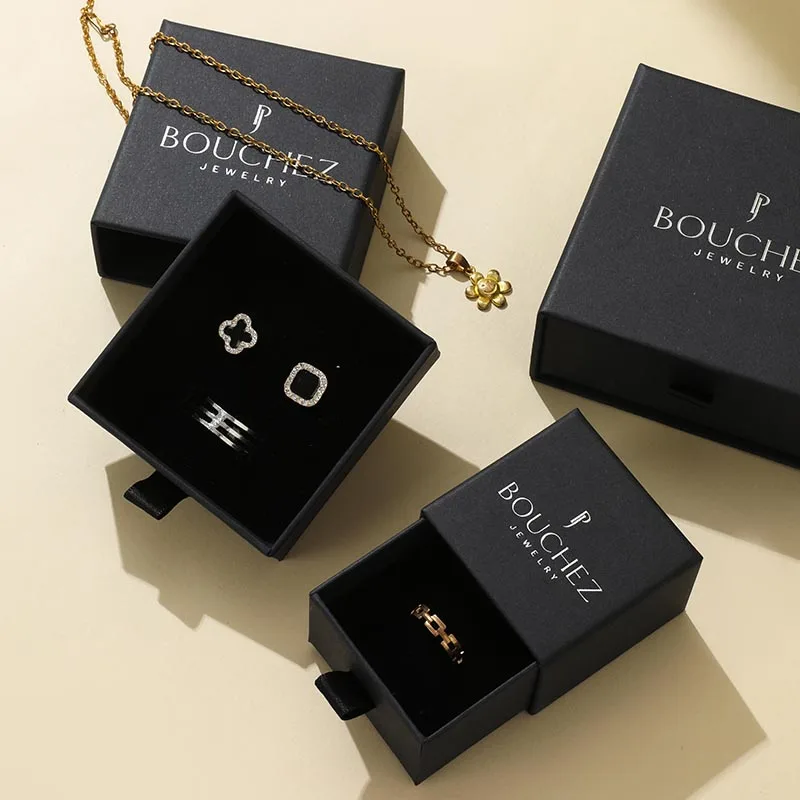 A1 Custom Logo ECO Square Paper Jewelry Gift Packaging Drawer Box with Custom Size & Shape Button Closure FSC ROHS Certified factory