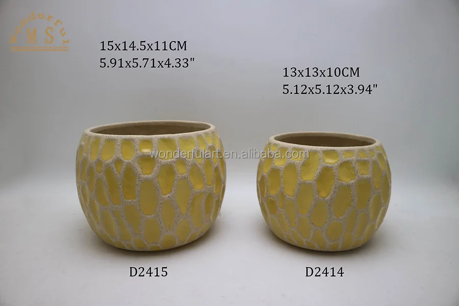 Customized Ceramic Flower Pot with Rough Surface Planter Container for Office Desk Home Decor