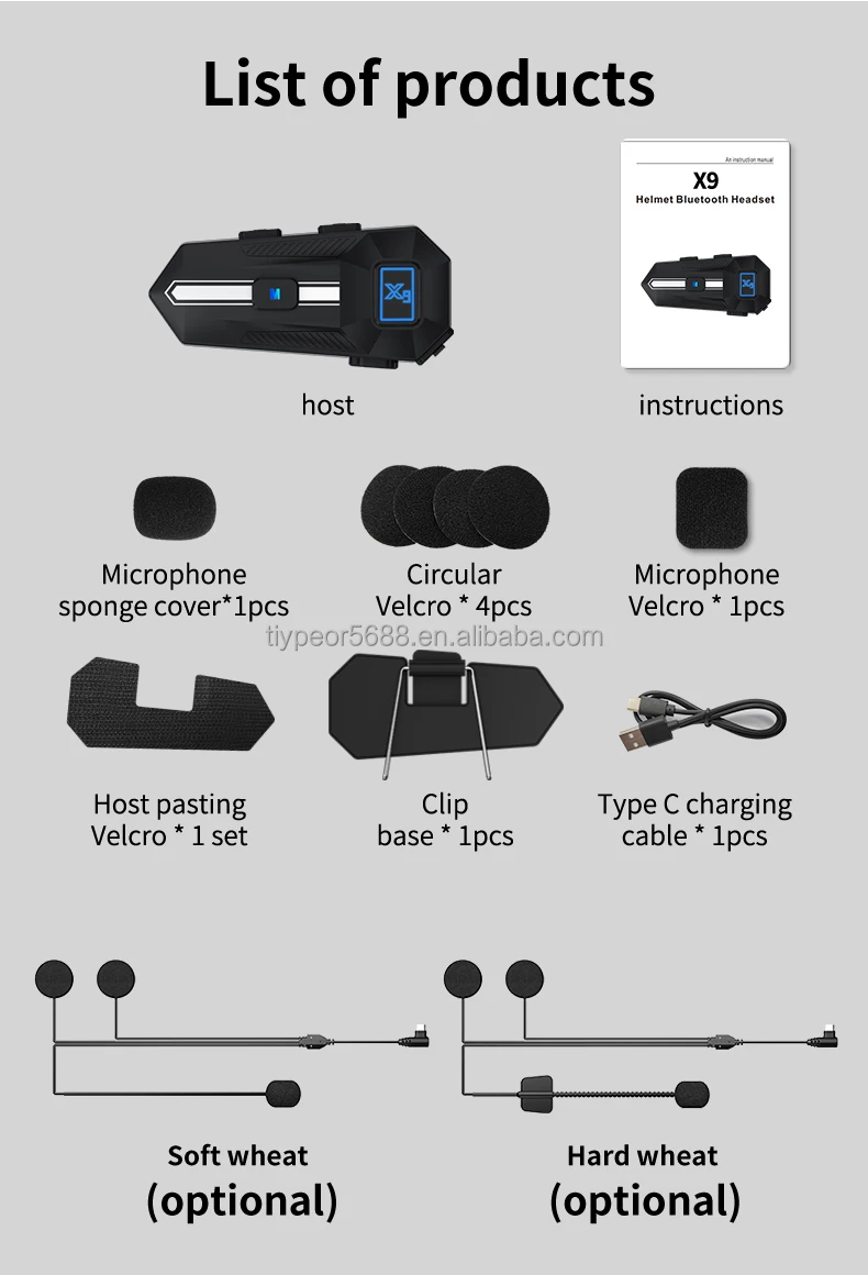 product tiypeor motorcycle wireless headset helmet headphone on ear earphones with hd microphone for moto helmet-11