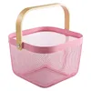 Petit panier à main en fer forgé rose