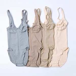 Front Invisible Zip up Brief Bodysuit Tank Top Slim Fit Sexy V Neck Shapewear Seamless One Pieces Bodysuit Jumpsuit