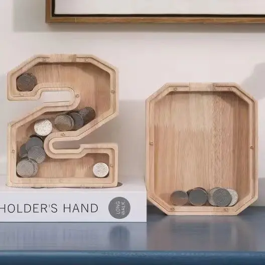 Персонализированная деревянная прозрачная коробка для монет экономии денег