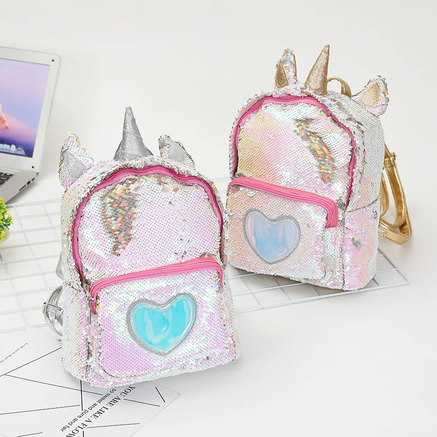 unicorn sequin school bolsa