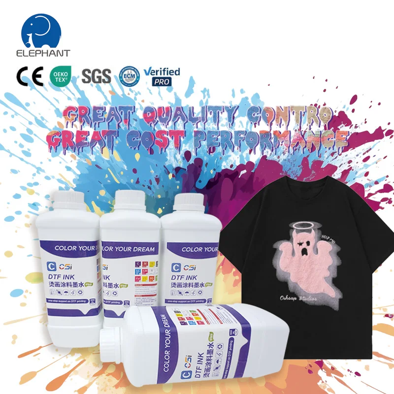 High Transfer Efficiency for DTF for Ink Premium CMYK White for Digital Printing on Plastic Film