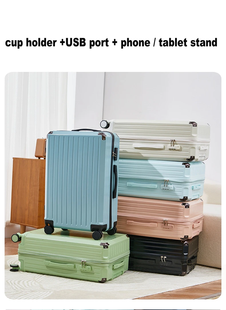 Latest Design Abs+pc Hardside Spinner Front Opening Wheel Suitcase