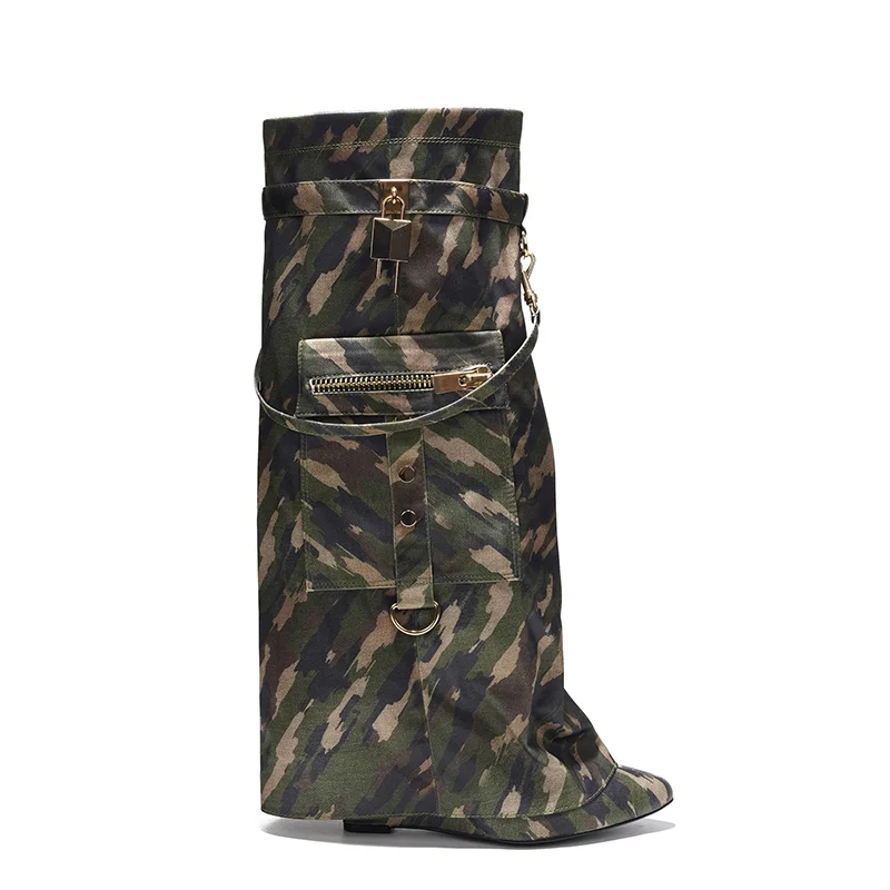 Lady Winter Knee-high Boot Big Size Wedge Heel With Lock Women Shark Boots High Quality - Image 1