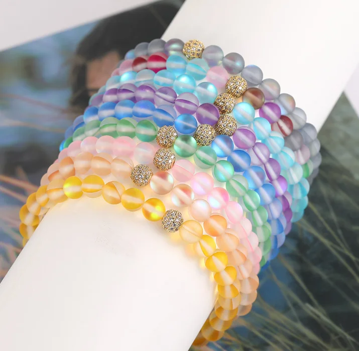 da Hawaiian Store Magical Maui Mermaid Glowing Glass Bead Stretchy Bracelet  8 MM (Choose Color)