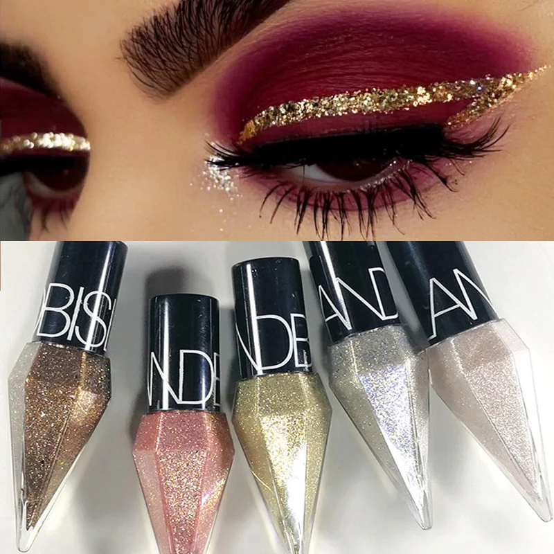 5 видов цветов со стразами, блестками, пайетками Водостойкая Подводка для глаз, Длительное Действие, подводка для глаз для женщин Жидкий тональный крем с минералами, активированную воду для ванны косметический карандаш