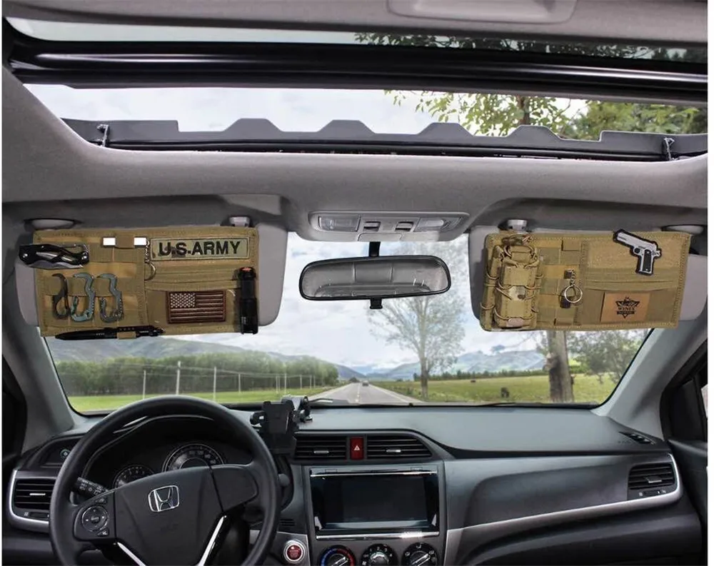 IDOGEAR Tactical Visor Panel MOLLE Vehicle Car Sun Visor Army Organizer Pouch 