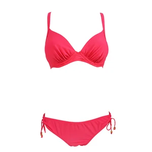 Solid Color V Neck Beachwear Swimsuit for Ladies Sexy Backless Two Piece Women's String Bikinis Set Bathing Suit