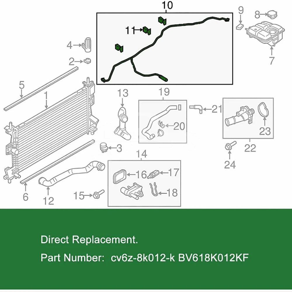 Car Overflow Hose BV618K012KF BV618K012KE Coolant Pipe Water Hose Radi... — 6