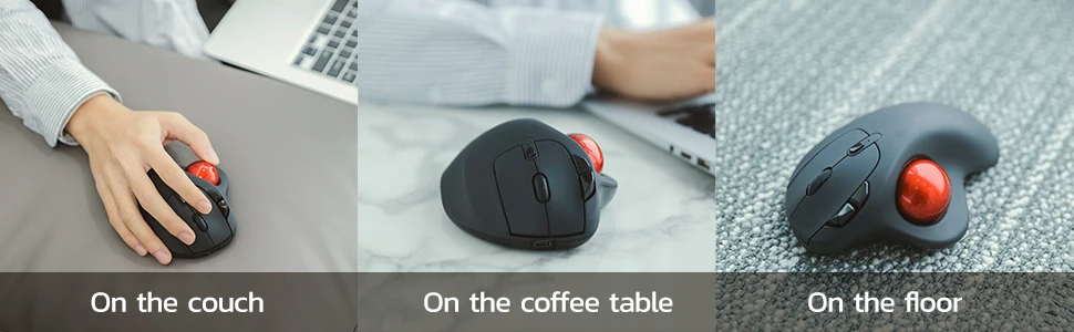 Souris trackball mini sans fil pour droitier, rechargeable, ergonomique, facile à contrôler avec le pouce, suivi optique précis et fluide, lecteur d'empreintes digitales