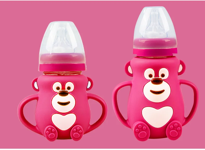 2in1 Baby Glass Bottle With Silicone Ball Cover Wholesale Baby Bottles