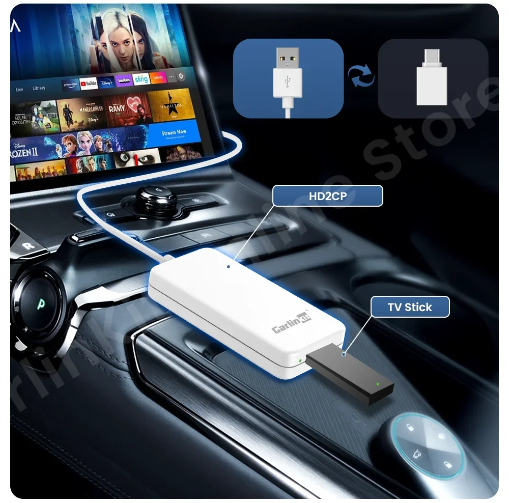 HD2CP Wired Carplay to Wireless USB Adapter for Screen Mirroring