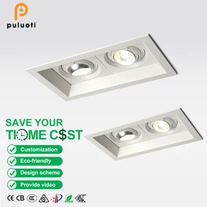 PULUOTI Modern 2-Head White Aluminum Spot LED Cob 14W 3000K Round New Design Indoor Living Room Recessed Spotlight for Home