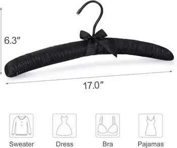 Luxylei 5 Pezzi Grucce per Abiti in Seta, Imbottite in Raso, per Maglioni, Abiti Sposa, Grucce in Spugna Morbida per Maglioni, Cappotti, Camicie, Camicette