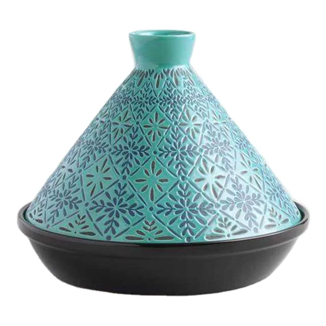 Wholesale Ceramic Tagine Pot Custom Blue Moroccan Cookware