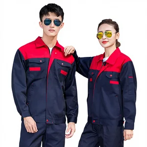 Unisex Work Clothes Set Spring Autumn Labor Protection Clothing Wholesale Wear-Resistant Moisture Wicking Cotton Auto Repair