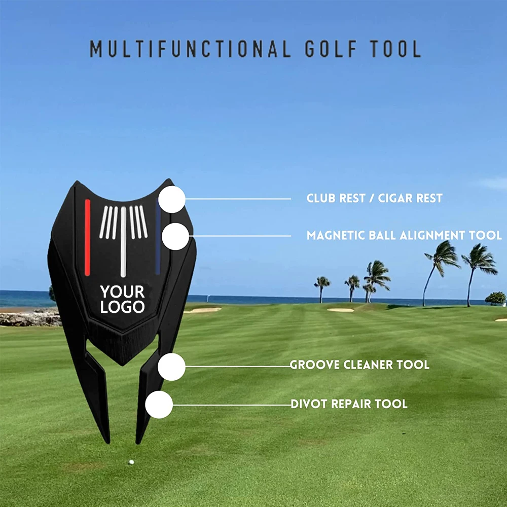 Multifunctional Custom Logo Metal Divot Repair Tool With Golf Ball