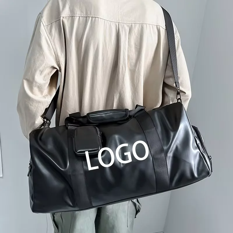 Vannavist PU Weekender Bæresekk Håndbagasje Overnattingstaske Gym Tote Duffelsakk med skokompartiment