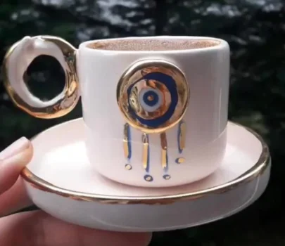 Artisanal Evil Eye Coffee Mug - Handmade Turkish Evil Eye Protection Ceramic  Mug – Enjoy Ceramic Art