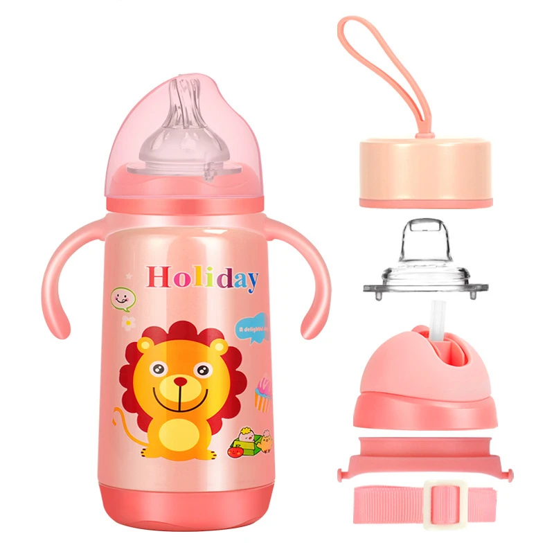 Лидер продаж на Amazon, вакуумная колба 5 в 1 с двойными стенками и изоляцией, Спортивная Коробка для молока, нержавеющая сталь 304, бутылочка для кормления детей 300 мл