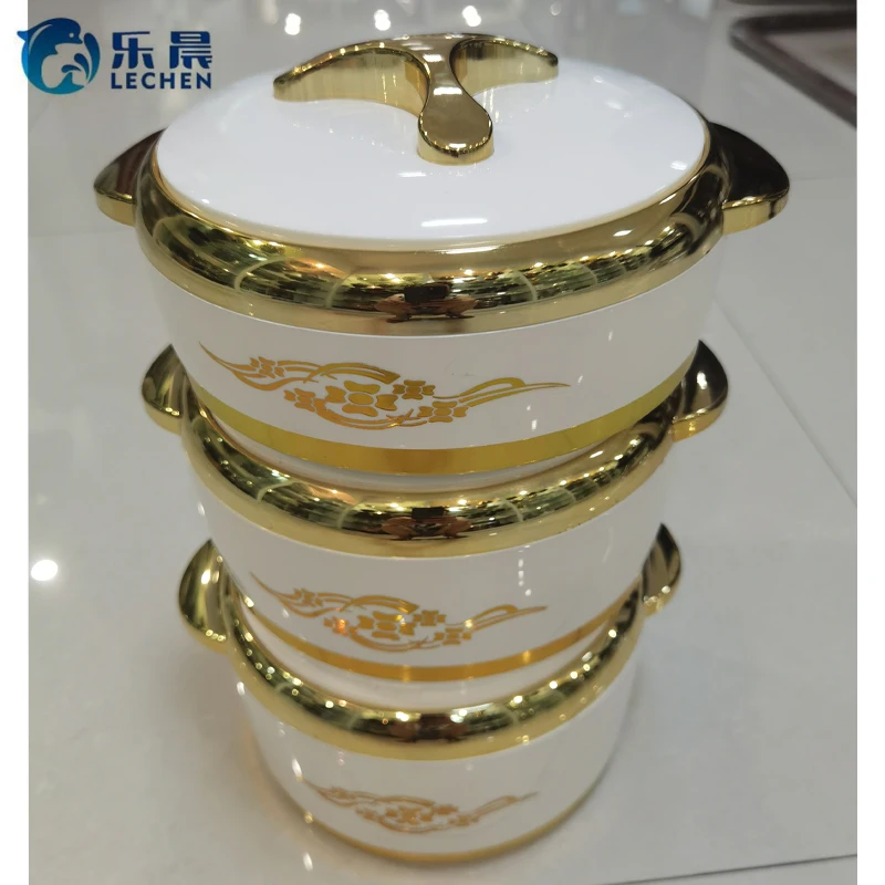 3PCS SET (1.5L/2.0L/2.5L) Electroplating Thermal Food Warmer Container  Insulated Lunch Box party Food Warmer