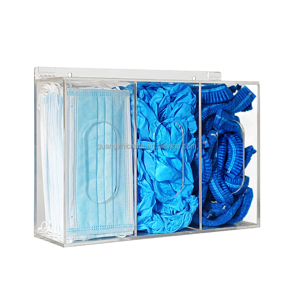 thumbnail image 2 of Wall Mounted Glove Dispenser, Hairnet Shoe Cover Dispenser Acrylic Glove Box Holder, Clear (for 2 of 13