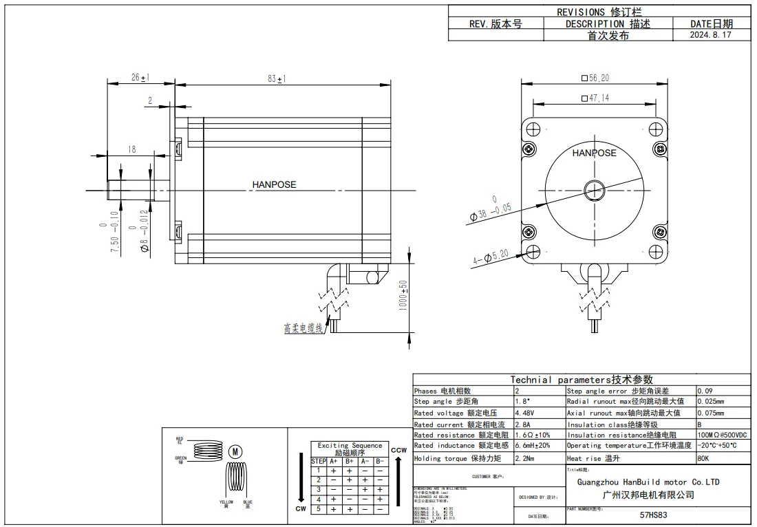 product hanposen nema23 stepper motor sewing machine 28a 126nm 56mm 23hs5628 for cnc milling machine step motor 12v-6