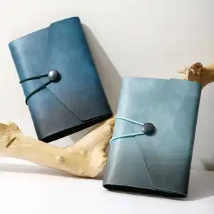 Pocket Size A5 A6 Handmade Journal Notebook Loose Leaf Strap Notepad with Button