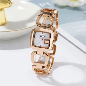 Modern Fashion Style Rectangle Watch for Women Fashion Stainless Steel Band Elegant Waterproof Top Luxury Quartz Custom
