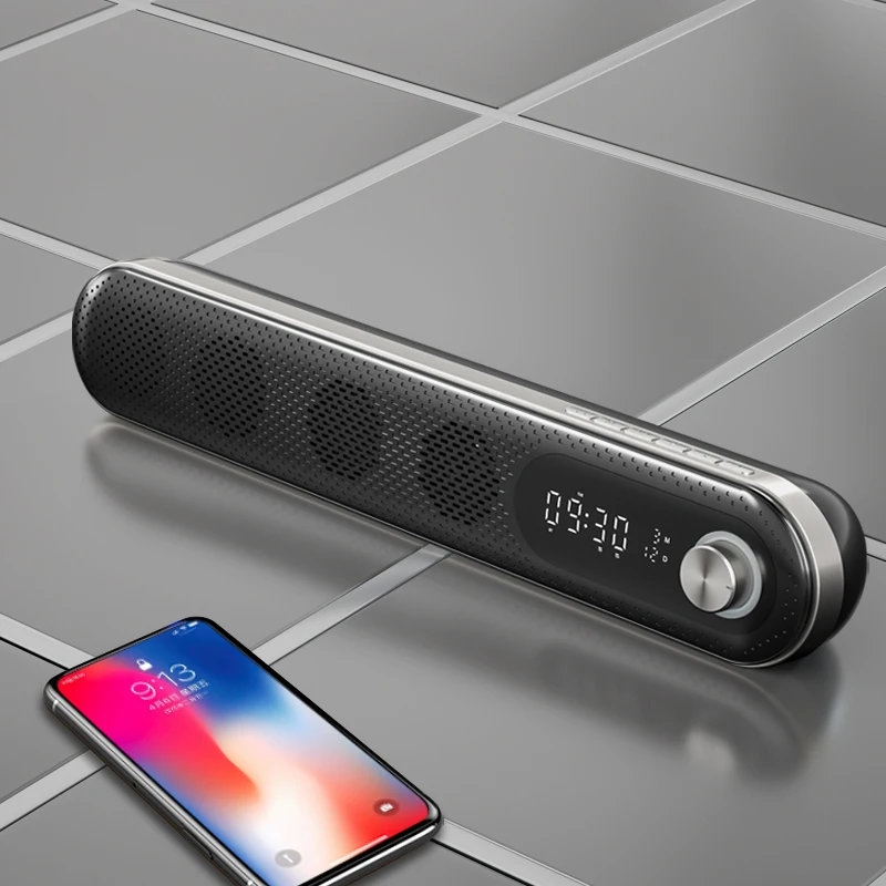 YAYUSI K7 High Version Alarm Clock Bullet Soundbar Wireless Speaker With LCD Screen 3000mAh