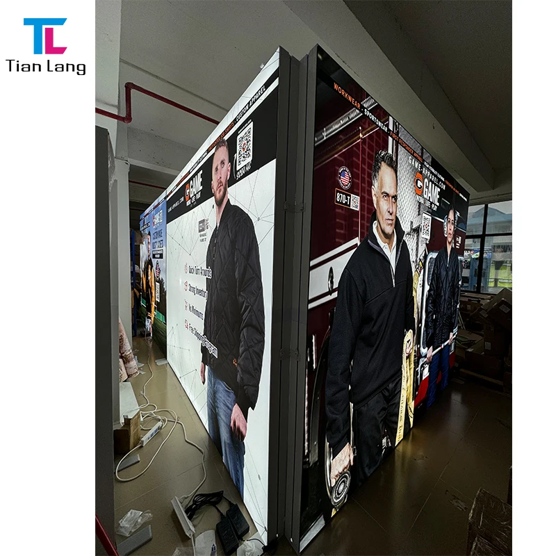 TianLang Messesaufstellung Stand Spannstoffhintergrund Seg Pop-Up LED-Rücklicht-Leuchtkasten Stand