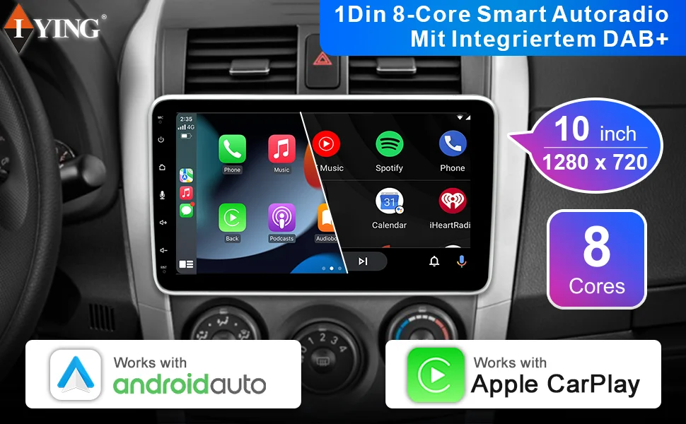 10" Single Din Touchscreen Car Stereo Car Radio With Apple Carplay