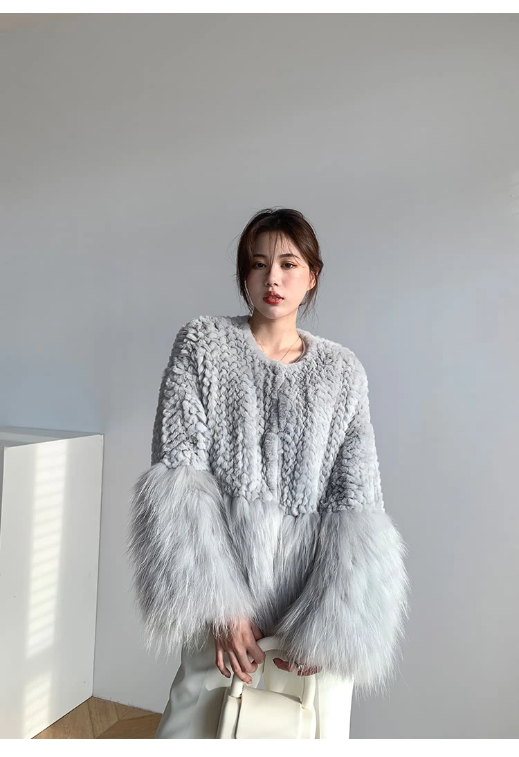 Yr1204 Wholesale Hand Knitted Rabbit Fur Coat Short Thick Winter Fur ...