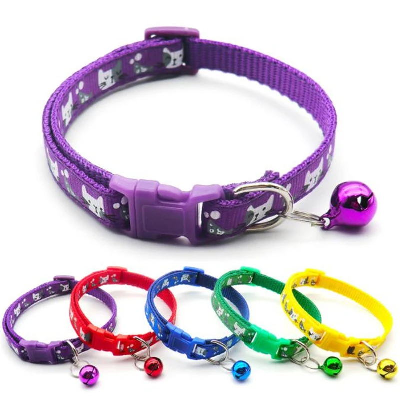product-750-750 manufacturer wholesale multi-colors paw print reflective adjustable nylon cat dog collar with bell