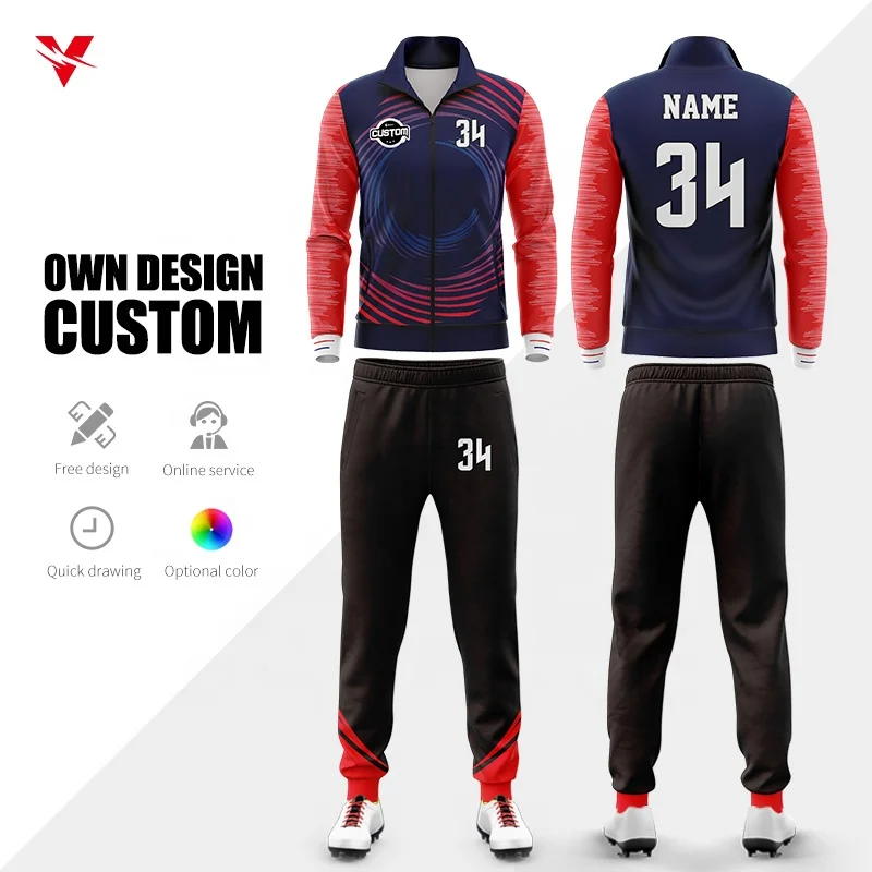 Wholesale Custom Polyester Tracksuit Set Tech Fleece Soccer Tracksuits for Women Winter Zipper Football Tracksuits for Men