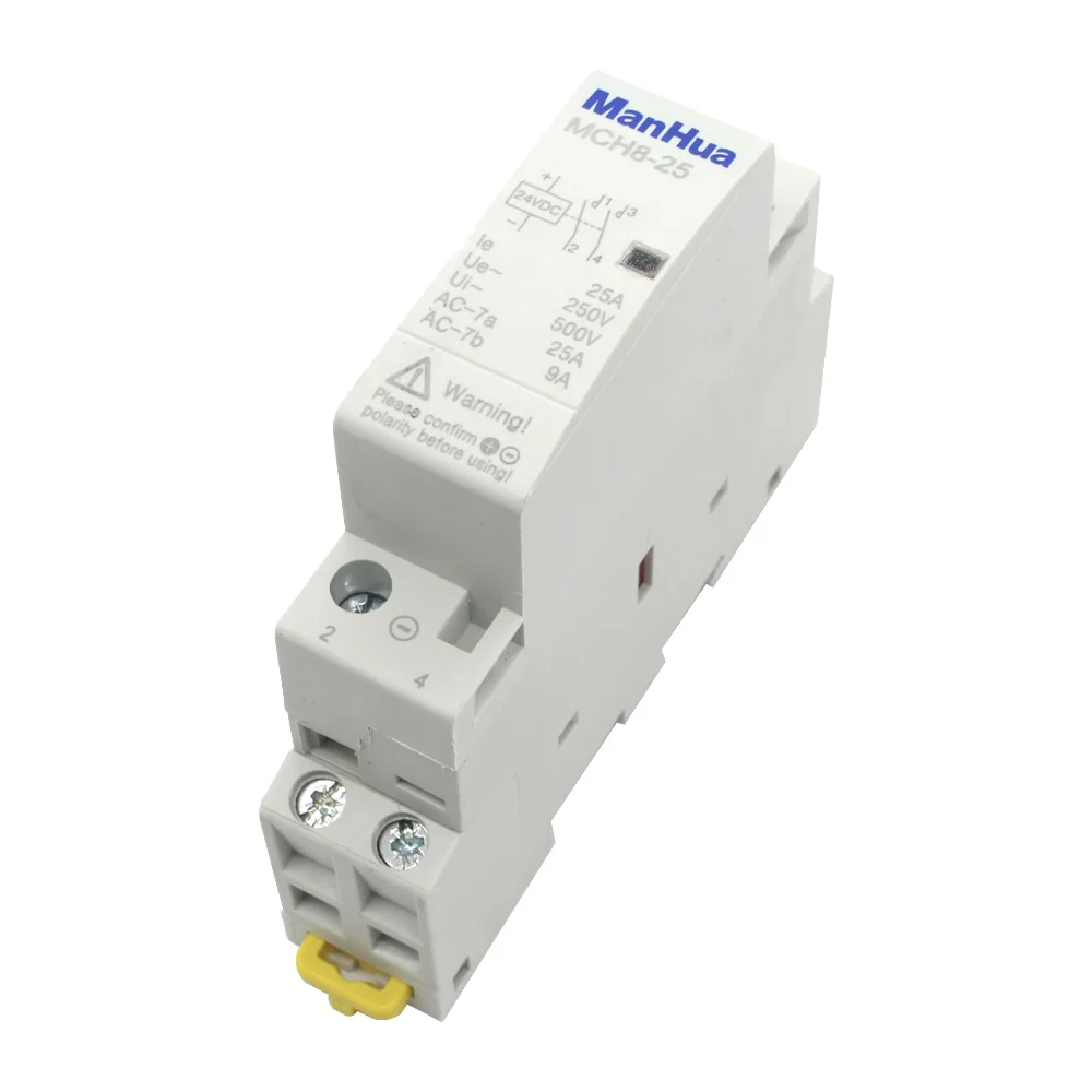 Manhua MCH8-25 Modular Contactor 15A 24VDC Din Rail Household Electric for Home 2NO DC Contactors